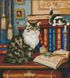 Набір для алмазного живопису Бібліотекарі (коти), Без підрамника, 44 х 49 см