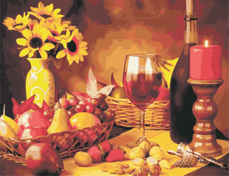 Купить Картина по номерам. Вино и фрукты  в Украине