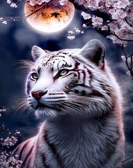 Купить Алмазная мозаика круглыми камушками на подрамнике. Лунная тигрица 40х50см  в Украине