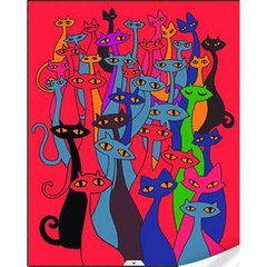 Купить Набор алмазной мозаики на подрамнике. Сказочные котята (30х40см, круглые камешки, полная выкладка полотна) выкладка алмазами по номерам  в Украине