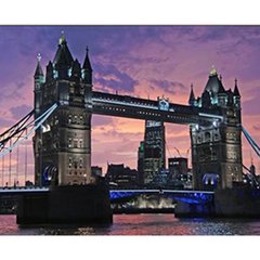 Купить Алмазная картина на подрамнике, набор для творчества. Вечерний Тауэрский мост размером 30х40 см (квадратные камешки)  в Украине