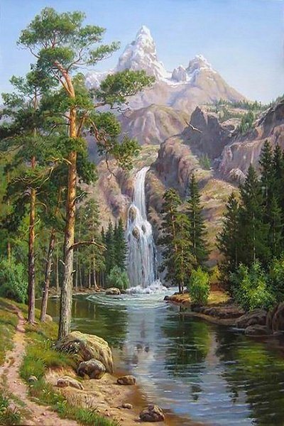 Купити Картина з страз. Гірський водоспад  в Україні