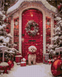 Набір алмазної мозаїки на підрамнику 40х50 см. Песик біля новорічного будинка