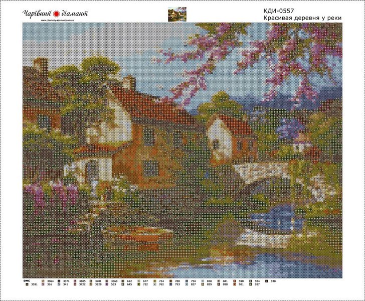 Купити Картина з мозаїки. Красива село біля річки  в Україні