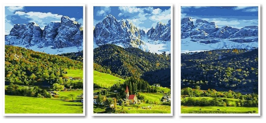 Купити Картина за номерами. Триптих Альпи  в Україні