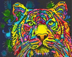 Купити Картина за номерами без коробки. Різнобарвний тигр  в Україні