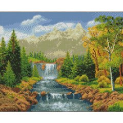 Купить Алмазная мозаика на подрамнике. Горный водопад (30 х 40 см, набор для творчества, картина стразами)  в Украине
