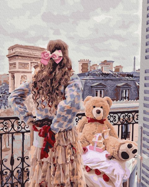 Купити Картина за номерами без коробки. Дівчина з ведмедиком 40 х 50 см  в Україні