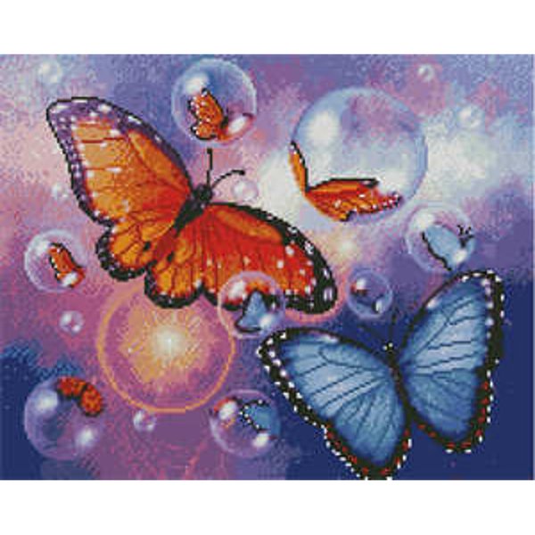 Купити Алмазна мозаїка. Метелики та бульбашки (40 х 50 см, набір для творчості, картина стразами)  в Україні