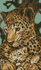 Купити Алмазна мозаїка. Леопард із малюком 22x37 см  в Україні
