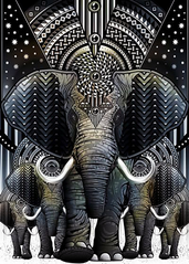 Купити Алмазна мозаїка. Слони - Символ мудрості, багатства і щастя  в Україні