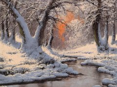 Купити Картина з страз. Вечірнє світло над зимової річкою  в Україні