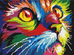 Купить Мозаика по номерам (на подрамнике). Цветной кот  в Украине