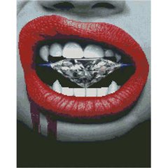 Купить Алмазная мозаика. Бриллиант и красные губы (40 х 50 см, набор для творчества, картина стразами)  в Украине
