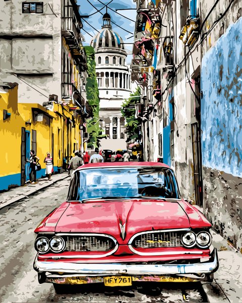 Купить Картина по номерам. Винтажное авто в старой Гаване  в Украине