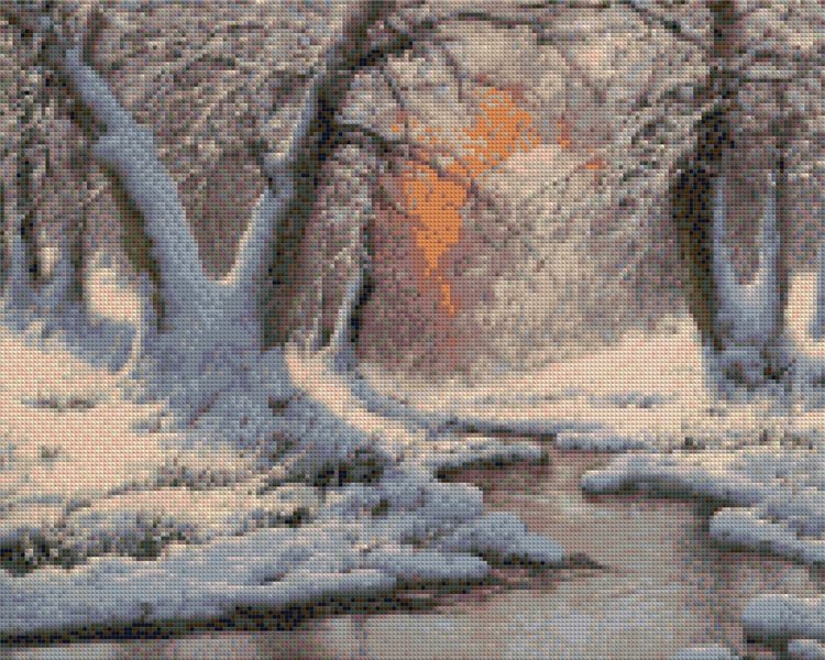 Купить Картина из страз. Вечерний свет над зимней рекой  в Украине