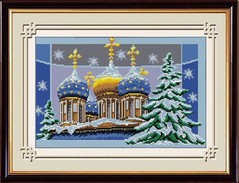 Купити Мозаїка квадратними камінчиками Зимовий храм  в Україні