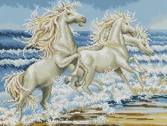 Купить Алмазная мозаика Белые лошади  в Украине