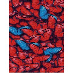 Купити Алмазная мозаїка на підрамнику. Червоні метелики (круглими камінчиками, 30х40 см)  в Україні
