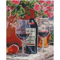 Купити Алмазна мозаїка на підрамнику. Червоне вино в бокалах (30 х 40 см, набір для творчості, картина стразами)  в Україні