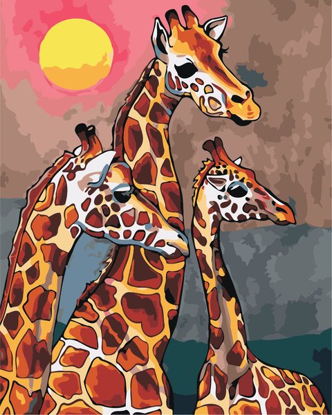Купить Картина по номерам. Семья жирафов  в Украине