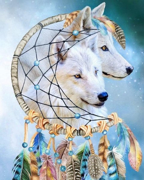 Купити Алмазна мозаїка. Вовки (Вловлювач снів) 40 x 50 см  в Україні