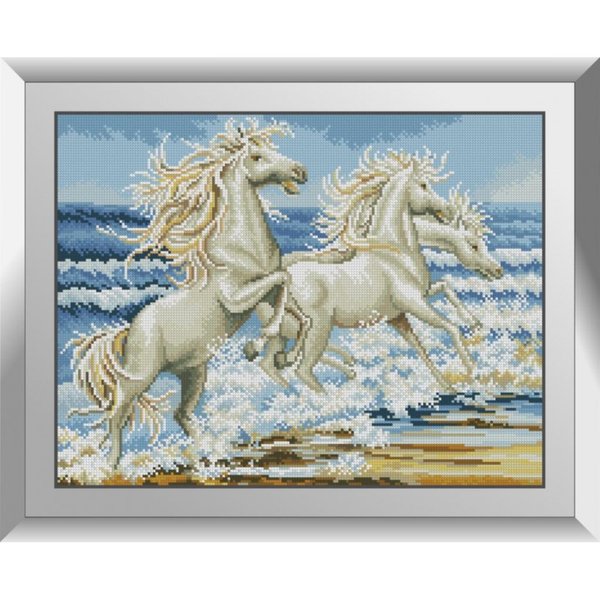 Купить Алмазная мозаика Белые лошади  в Украине