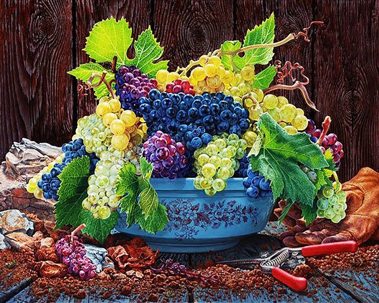 Купить Картина из мозаики. Сочный виноград  в Украине