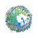 Алмазная мозаика на подрамнике с круглыми камушками. Павлин в круге цветов, С подрамником, 30 х 30 см