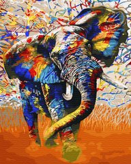 Купити Картина за номерами без коробки. Різнобарвний слон  в Україні