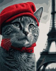 Купити Картина за номерами без коробки Кіт в Парижі  в Україні