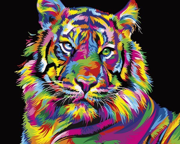 Купить Набор для рисования по цифрам. Радужный тигр 40 х 50 см  в Украине