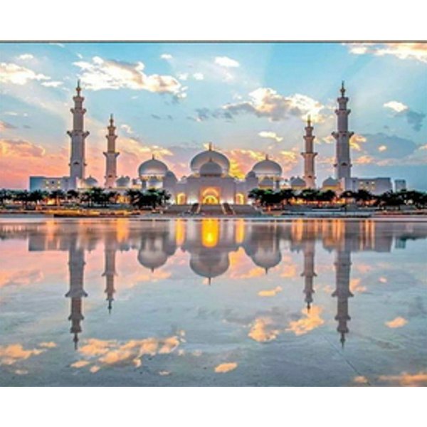 Купити Алмазна картина на підрамнику, набір для творчості. Мечеть шейха Зайда розміром 30х40 см (квадратні камінчики)  в Україні