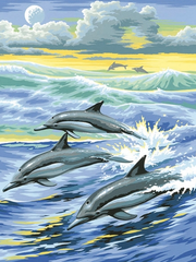 Купити Алмазна мозаїка Сім'я дельфінів  в Україні