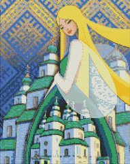 Купити Алмазна мозаїка, набір круглими камінчиками на підрамнику "Берегиня Свято-Троїцького Собору" 40х50см  в Україні