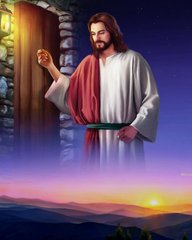 Купить Набор алмазной мозаики 40х50 см. Иисус стучится в дверь (мозаика по номерам на холсте) квадратные камешки, полная выкладка холста  в Украине