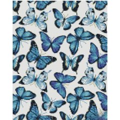 Купити Алмазна мозаїка на підрамнику. Блакитні метелики (30 х 40 см, набір для творчості, картина стразами)  в Україні