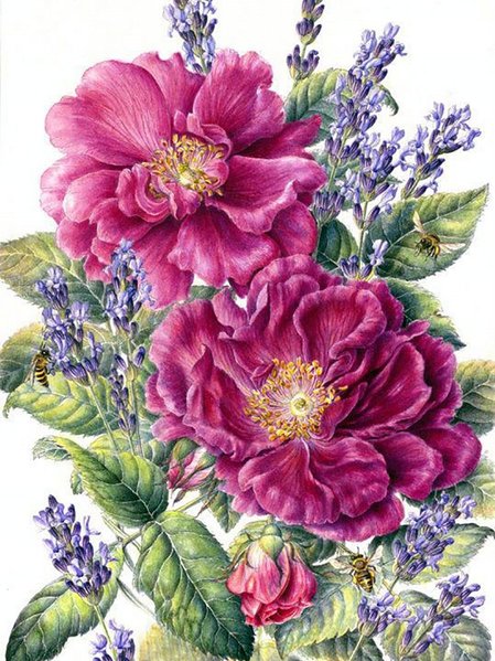 Купити Картина з мозаїки. Чайні троянди 40 x 30 см  в Україні