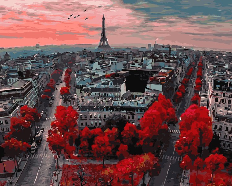 Купити Картина за номерами без коробки. Червоні фарби Парижа  в Україні