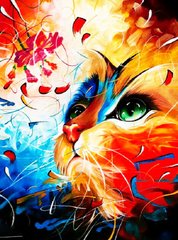 Купити Картина з мозаїки. Котик з квіткою  в Україні