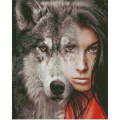 Купить Алмазная мозаика на подрамнике. Девушка-волчица (40 х 50 см, набор для творчества, картина стразами)  в Украине