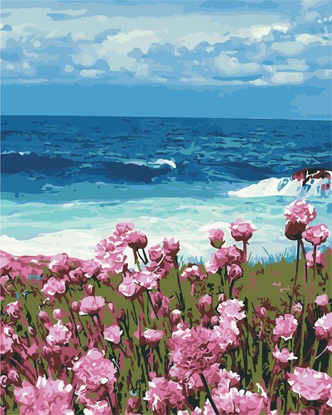 Купити Картина за номерами. Квіти біля моря  в Україні