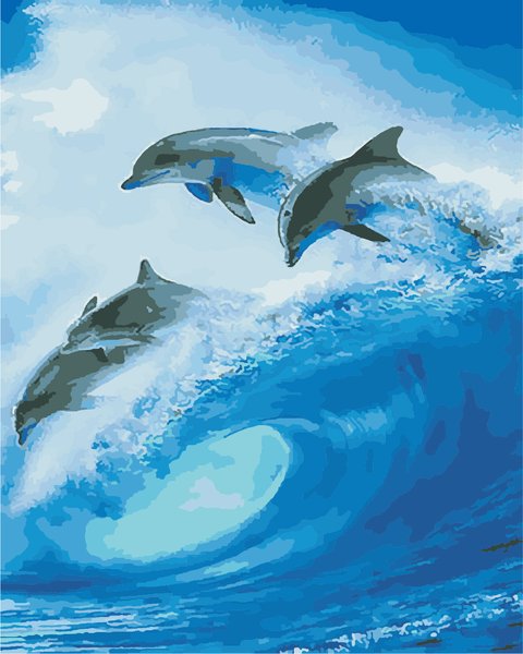 Купити Картина за номерами. Зграя дельфінів  в Україні