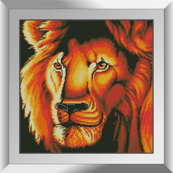 Купити Алмазна мозаїка. Вогненний лев 43x43 см  в Україні