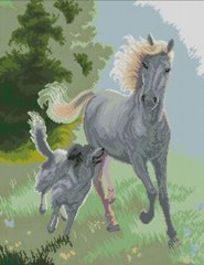 Купить Алмазная мозаика Лошадь и собака  в Украине