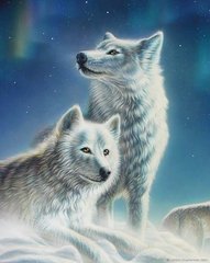 Купити Картина з мозаїки. Красива пара вовків (50 х 40 см)  в Україні