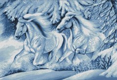 Купить Алмазная мозаика по номерам. Снежные лошади  в Украине