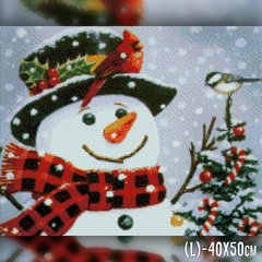 Купити Викладка камінням за номерами. Новорічний сніговик 40х50 см  в Україні