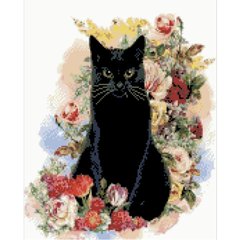 Купити Алмазна мозаїка на підрамнику. Чорна кішечка (круглими камінчаками, 40 x 50 см)  в Україні