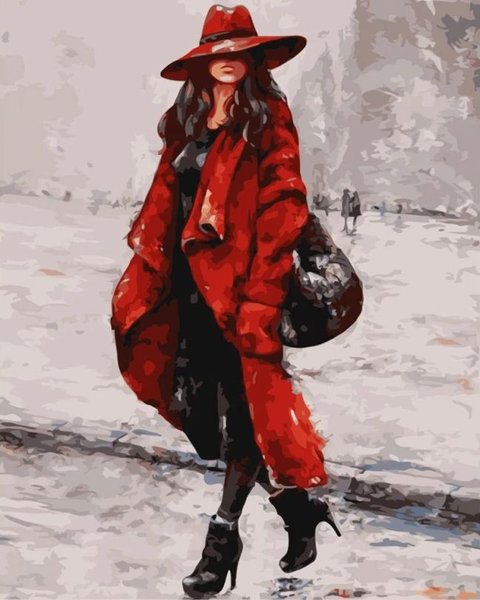 Купити Картина за номерами Жінка в червоному капелюсі  в Україні
